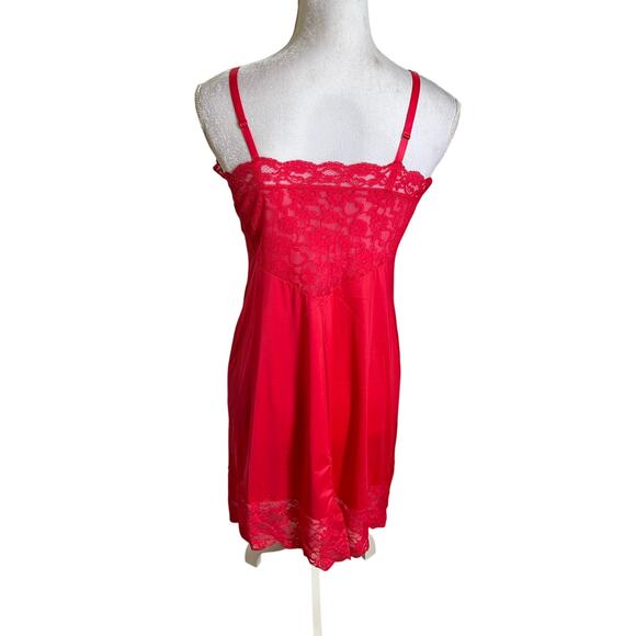 Vtg 1960s Vanity Fair Nylon Lace Slip Cherry Red Size 34 - Picture 3 of 6